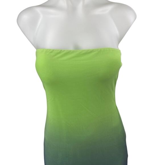 Princess Polly Green Blue Ombre Mesh Strapless Maxi Bodycon Tube Gown Dress Sz 6 - Picture 3 of 5